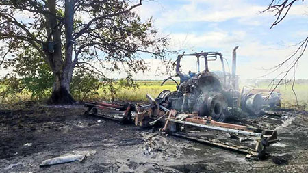 В Столинском районе произошёл пожар на тракторе